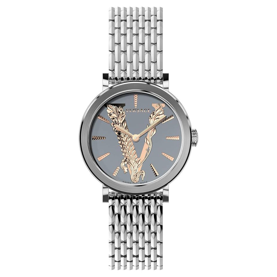 Versace Virtus 36mm Ladies' Grey Silver Watch