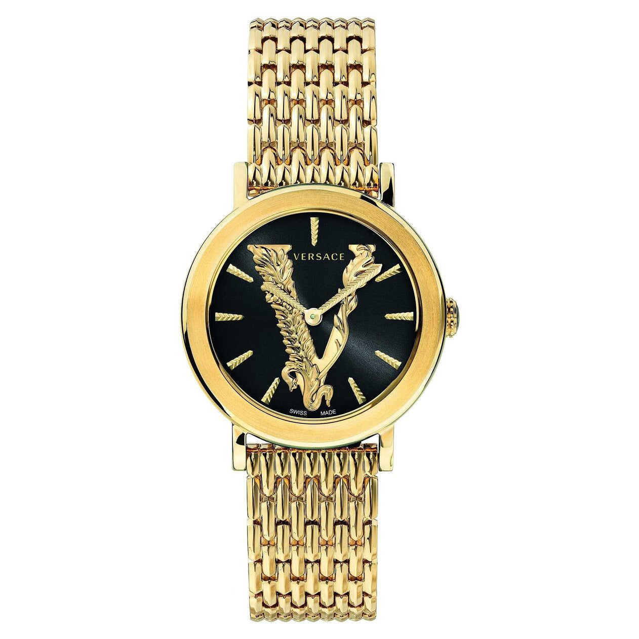 Versace Virtus 36mm Ladies' Black Gold Watch