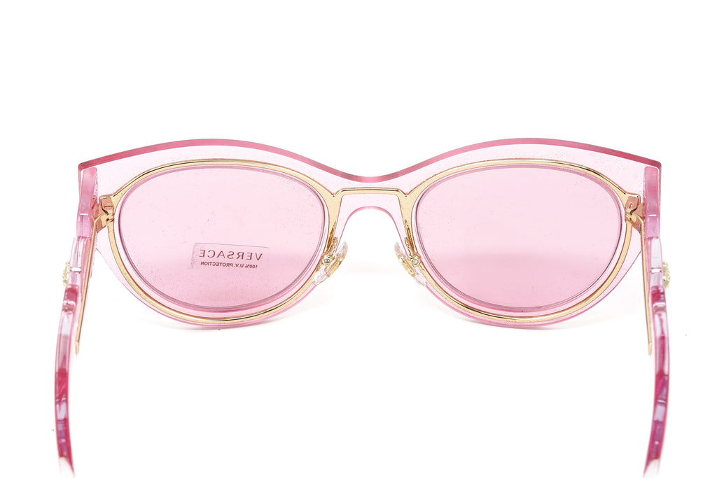 Versace Women's Sunglasses Cat Eye Transparent Pink