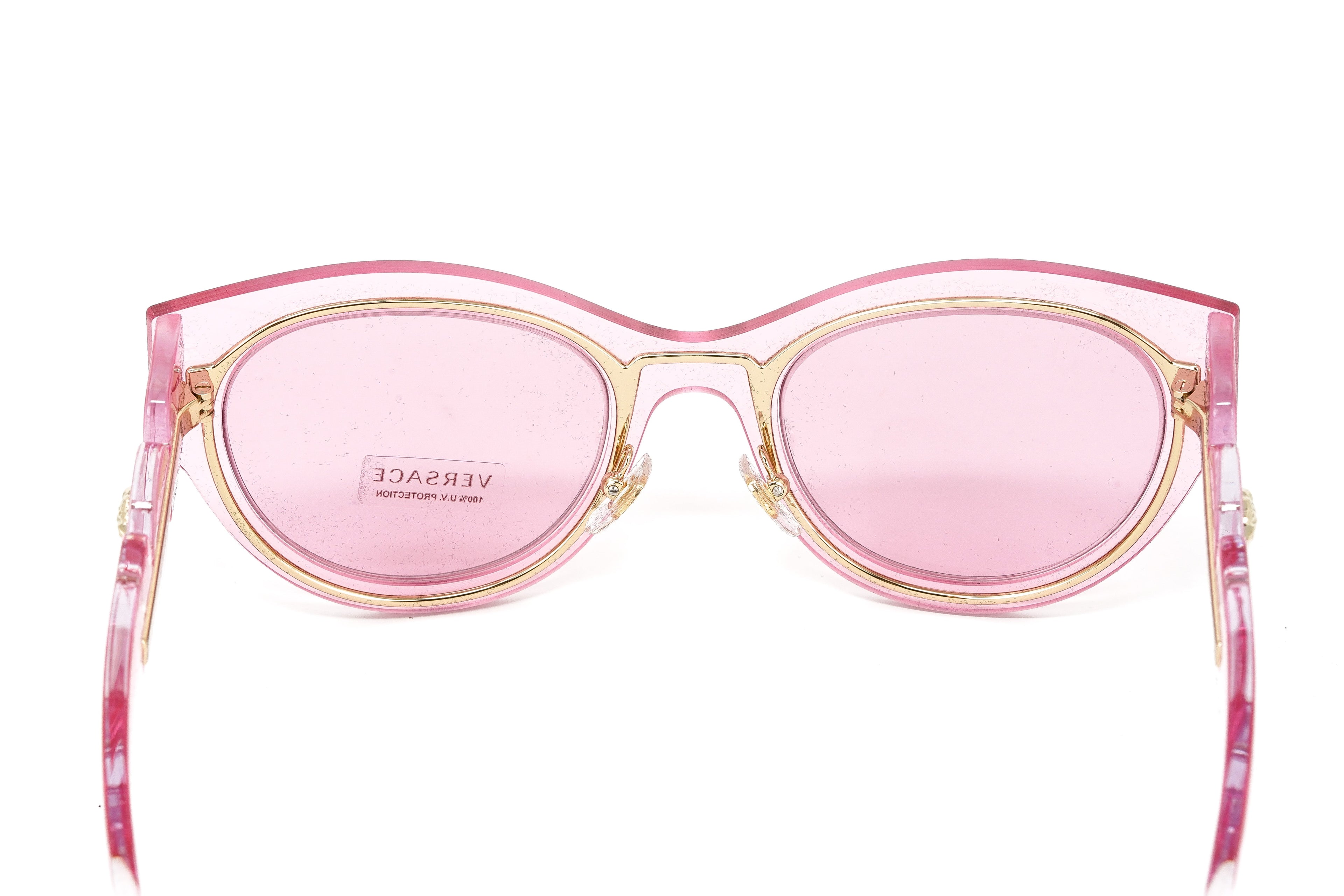 Versace Women's Sunglasses Cat Eye Transparent Pink