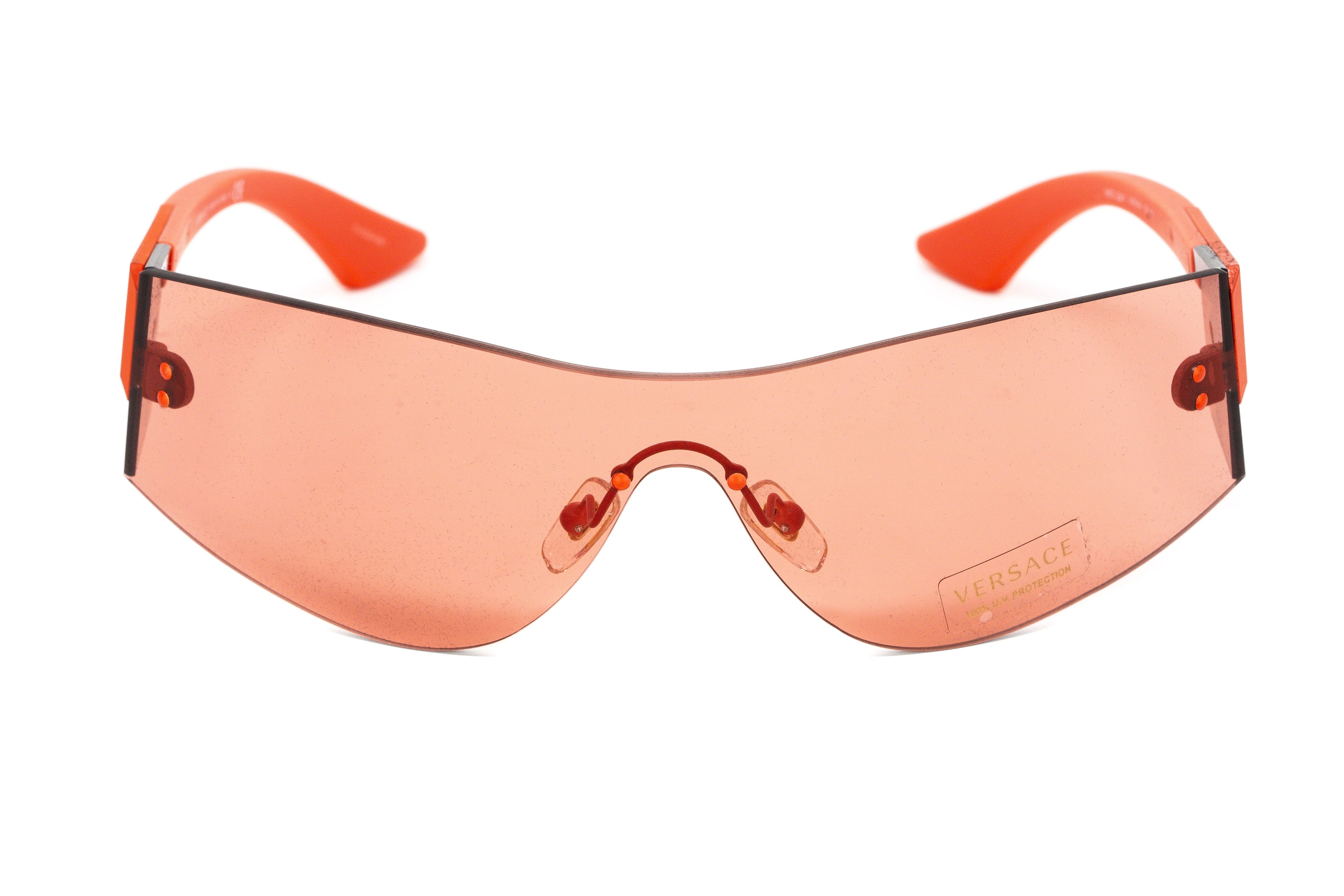 Versace Women's Sunglasses Rimless Shield Red