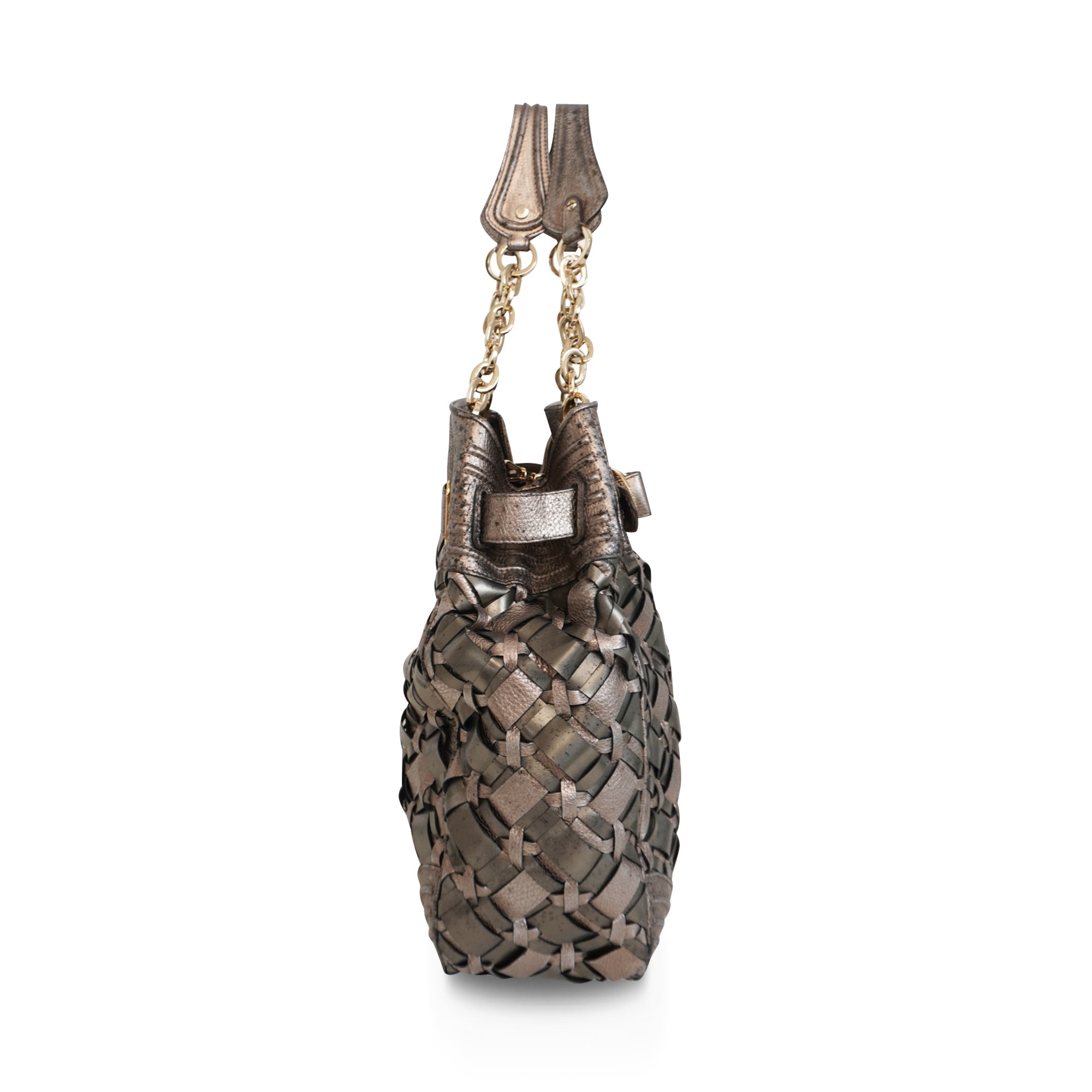Versace Metallic Woven Hobo Bag
