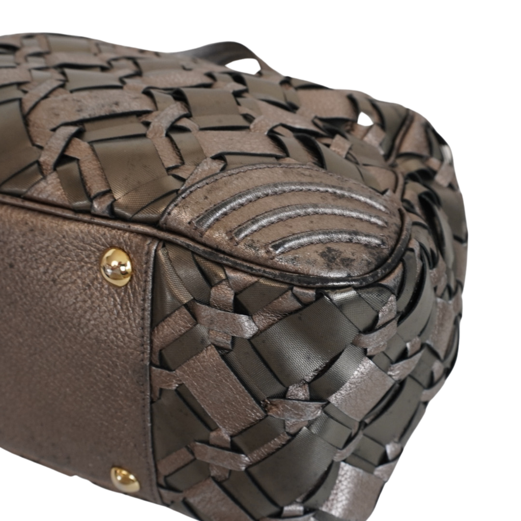 Versace Metallic Woven Hobo Bag