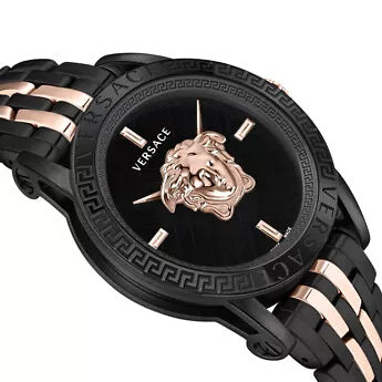 Versace V-Code Men's Black Rose Gold Quartz Watch