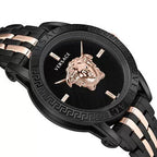 Versace V-Code Men's Black Rose Gold Quartz Watch