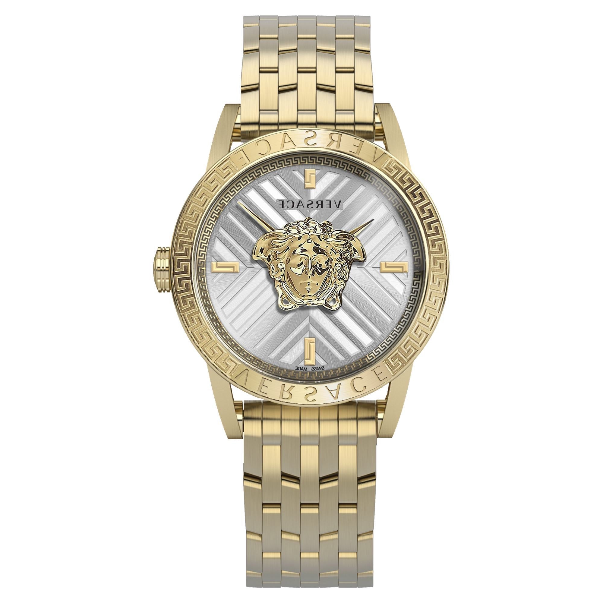 Versace V-Code Men's Silver Gold Quartz Watch