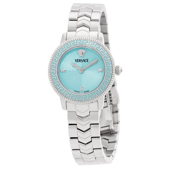 Versace V-Icon Ladies Turquoise Silver Watch