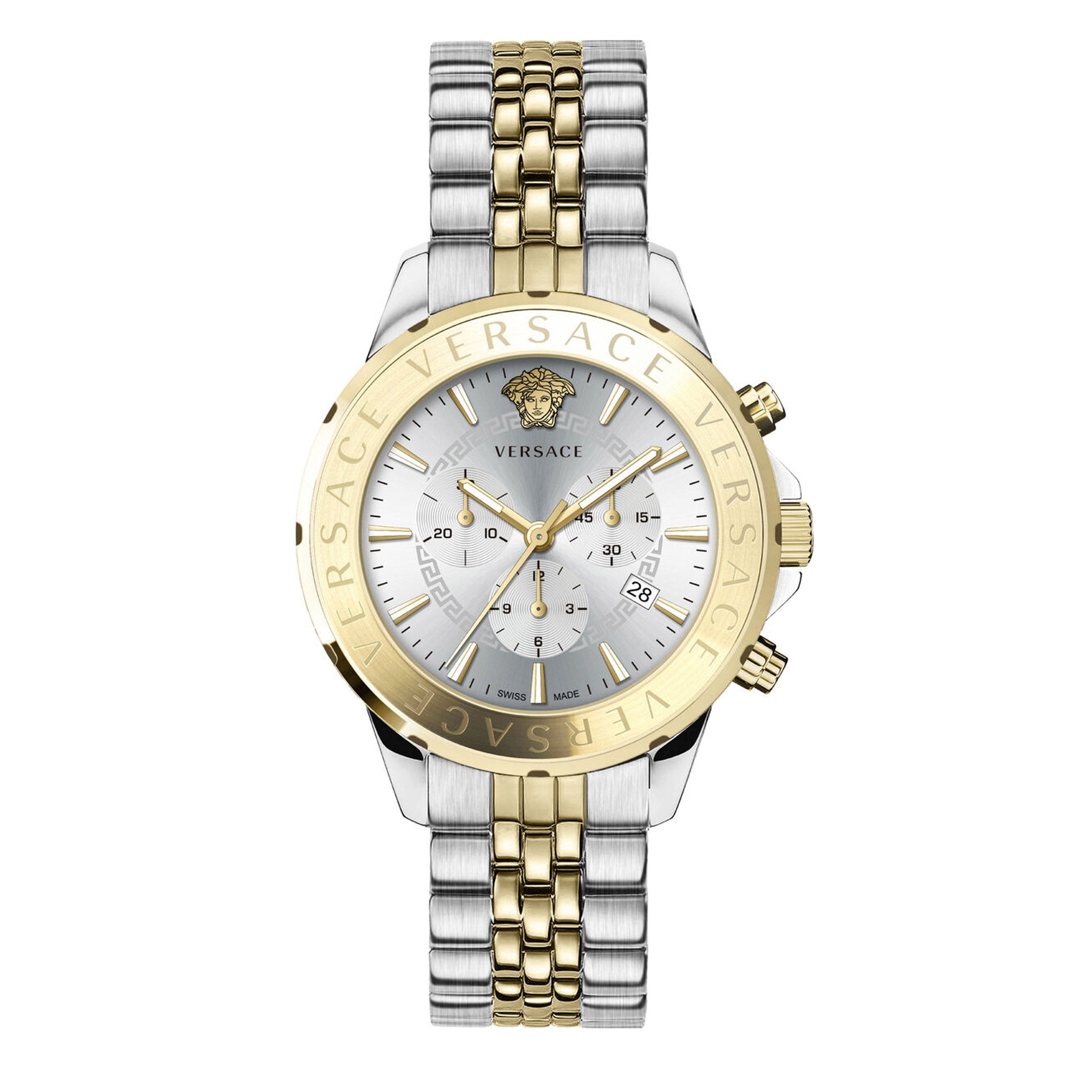 Versace Signature Chronograph Men's Gold Silver Quartz Watch