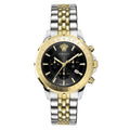 Versace Men's Watch Chrono Signature Black Two-Tone Bracelet