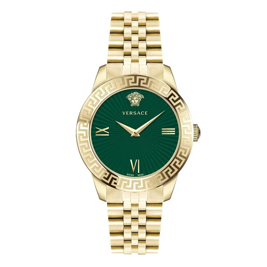 Versace Ladies Watch Greca Signature  38mm Green Gold