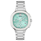 Versace V-Chrono Square 40mm Stainless Steel Turquoise Dial Watch