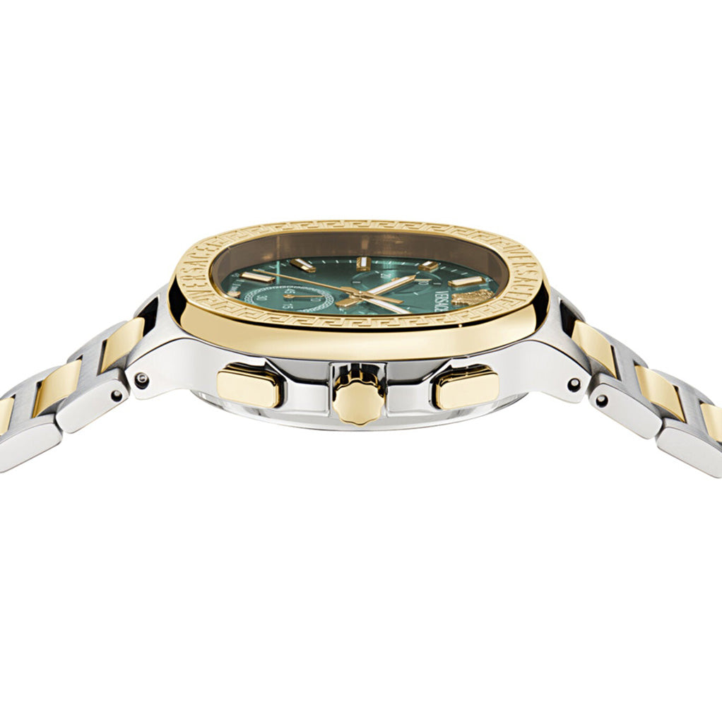 Versace V-Chrono Square 40mm Stainless Steel Green Dial Watch