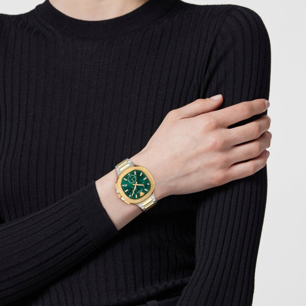 Versace V-Chrono Square 40mm Green Unisex Chronograph Watch