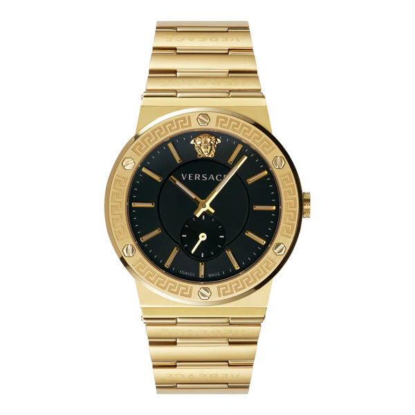 Versace Greca Logo Men's Black Gold Watch