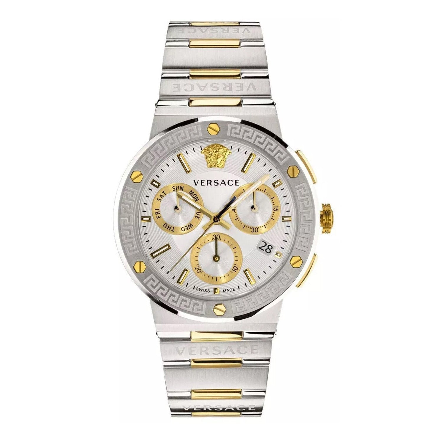 Versace Greca Logo Chrono Men’s White Silver Watch