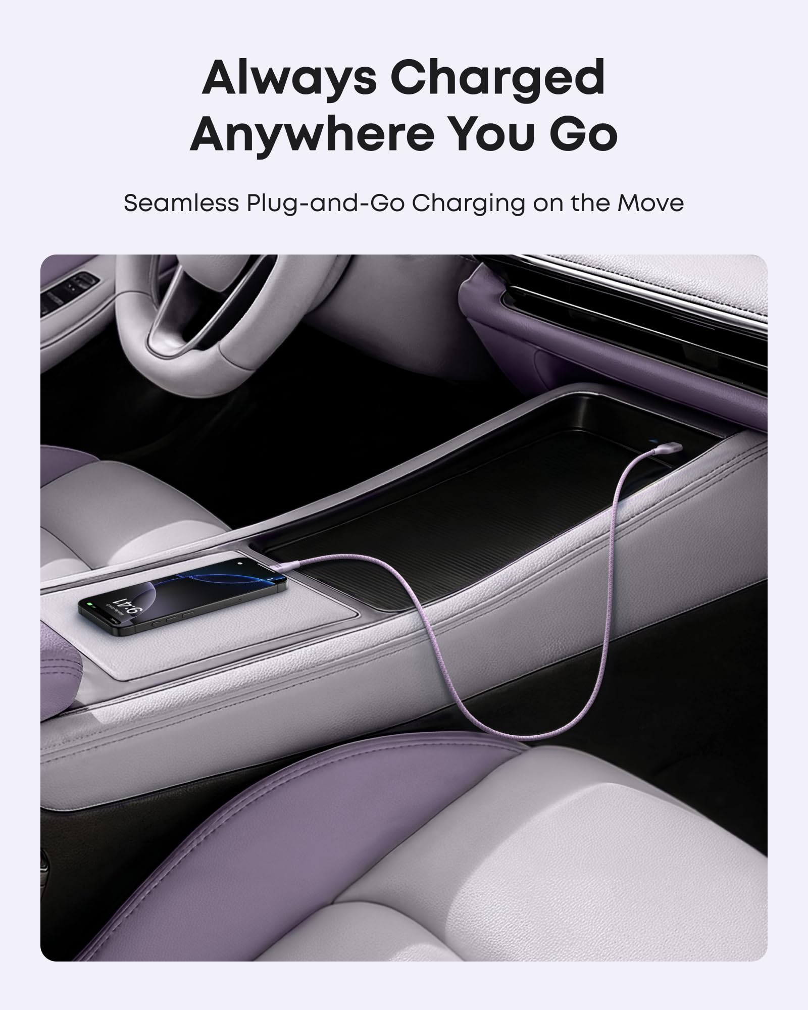 Anker USB-A to USB-C Cable (Upcycled-Braided, 2 Pack, Violet）