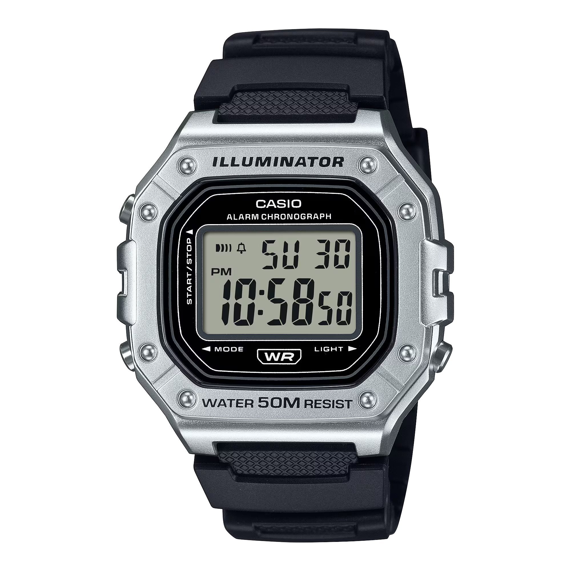 Casio Watch Chronograph Digital Black Silver