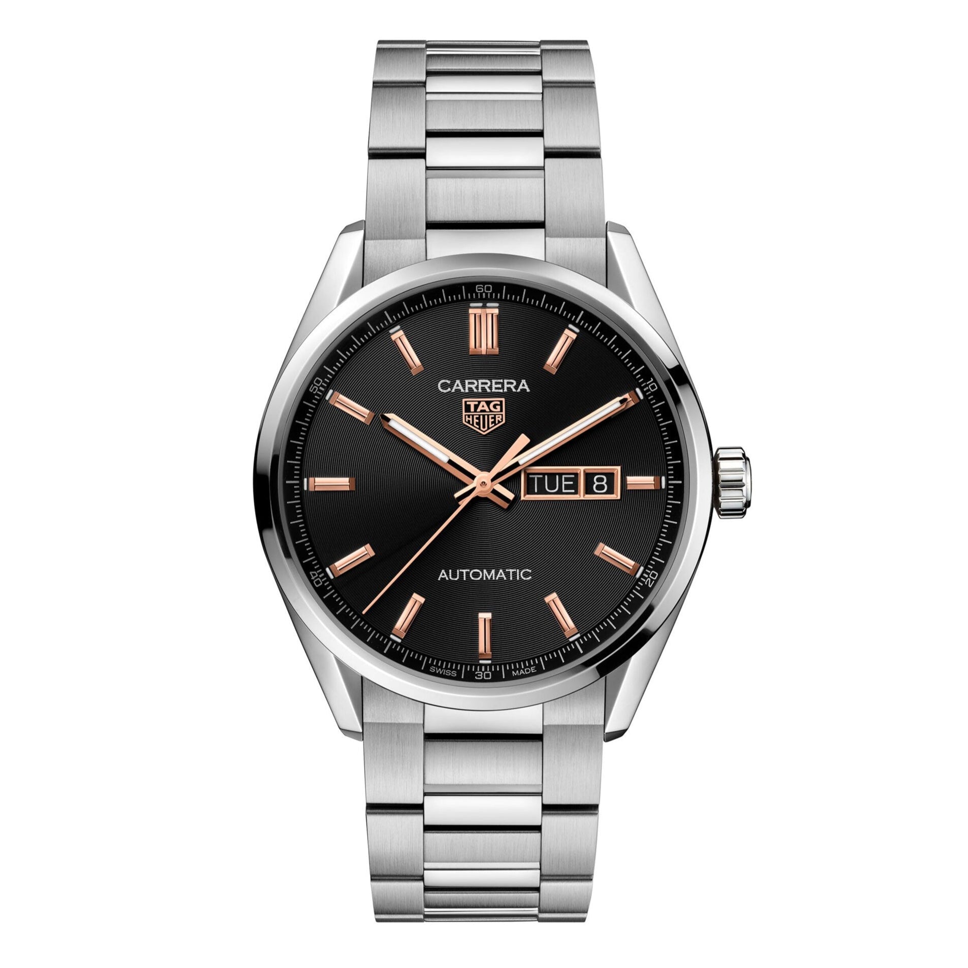 Tag Heuer Watch Carrera Day-Date Automatic Black Rose Gold