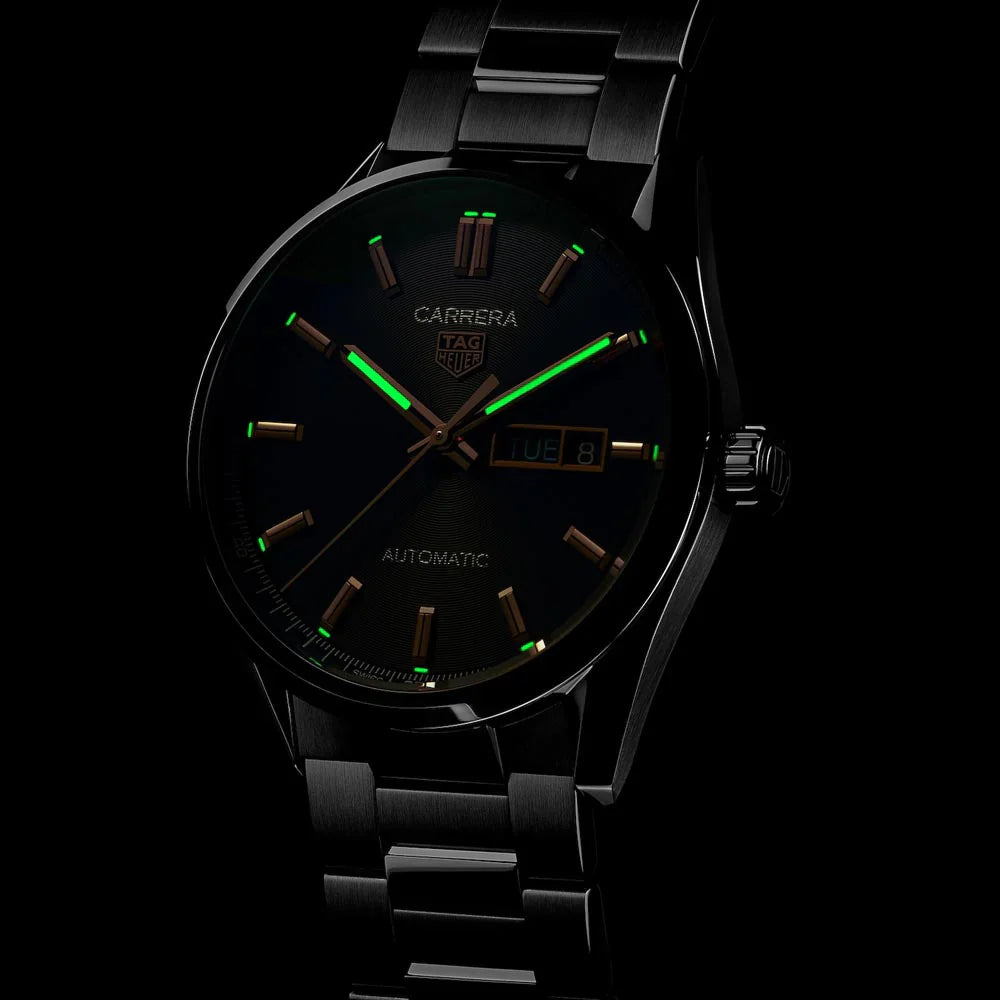 Tag Heuer Watch Carrera Day-Date Automatic Black Rose Gold