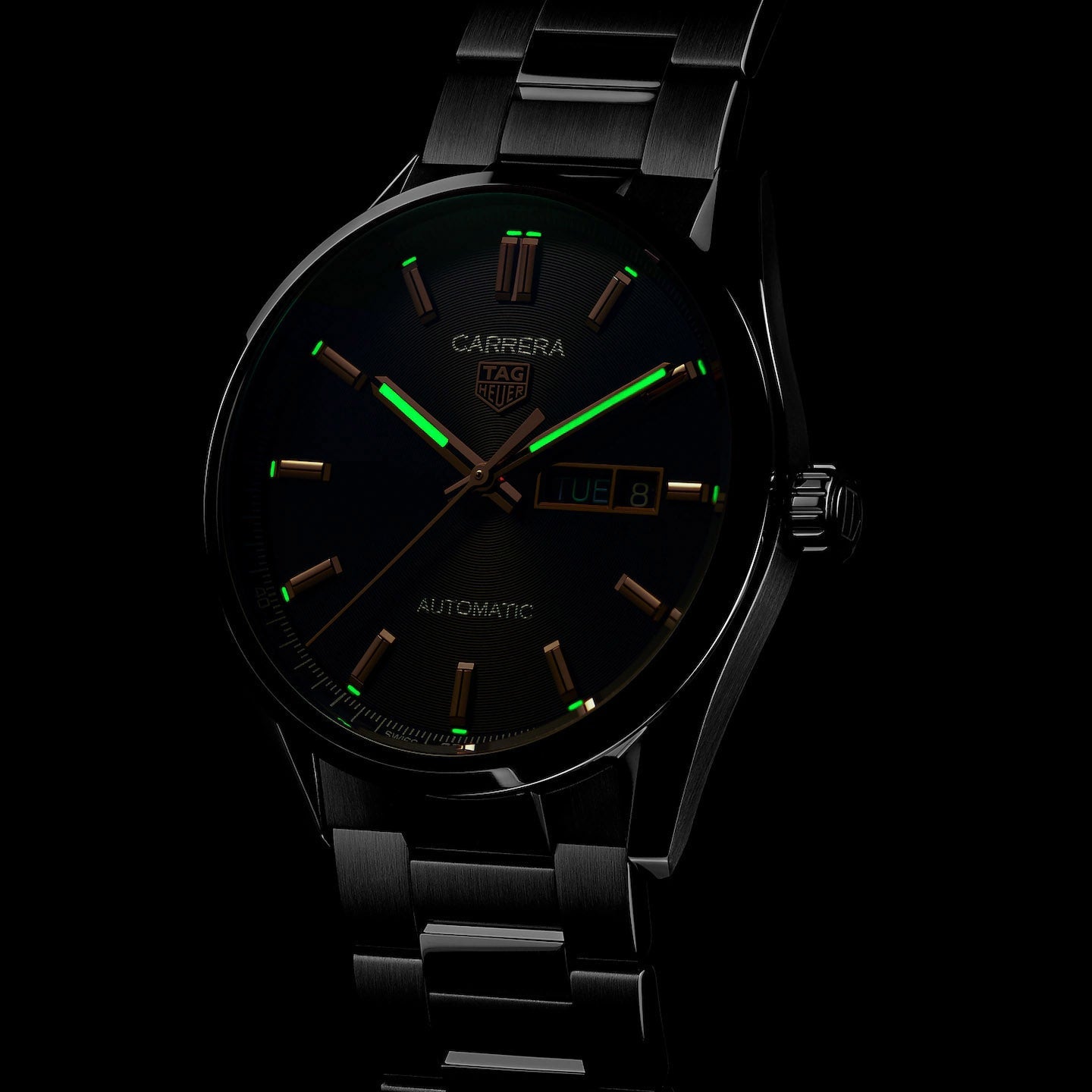 TAG Heuer Carrera Men's Black and Gold Day-Date Automatic Watch