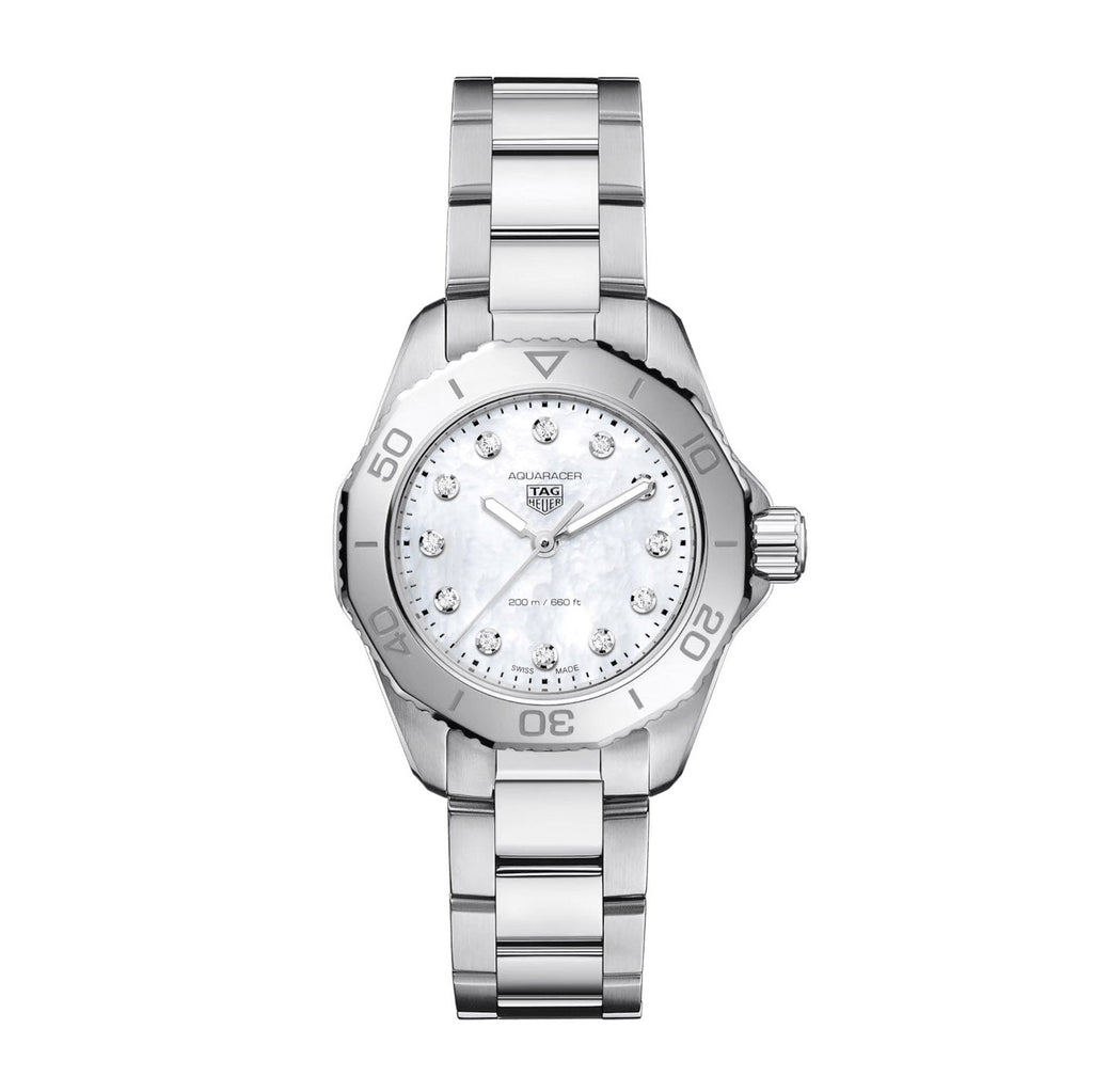 TAG Heuer Aquaracer Ladies White Mother of Pearl Diamond Watch