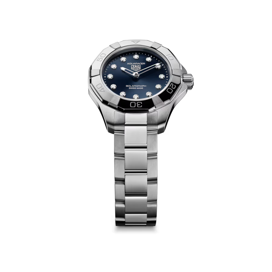 Aquaracer Professional 100 Solargraph | 28mm, Steel, Blue Dial, Womens Watch
