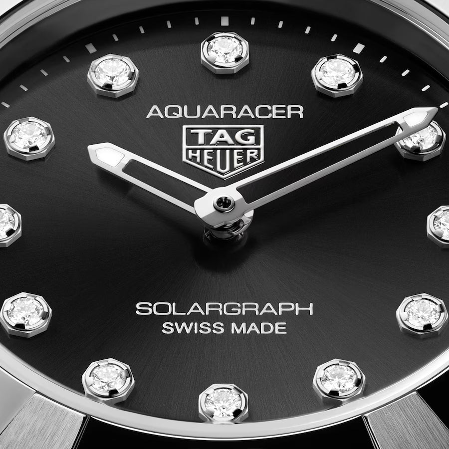 Aquaracer Professional 100 Solargraph | 28mm, Steel, Black Dial, Womens Watch