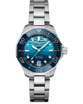 Aquaracer Professional 300 Date | 36mm, Steel, Blue Dial, Womens Watch