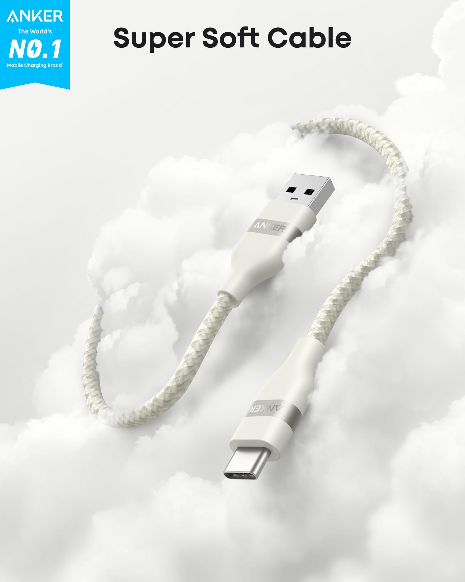 Anker 525 Charging Station and Anker USB-A to USB-C Cable (3 ft/6 ft, Upcycled-Braided)