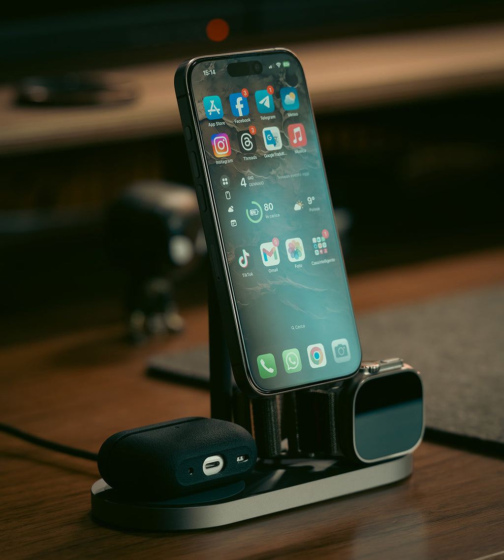 KUXIU X23 Pro 3-in-1 MagSafe Dual-Core Fast Charging Stand - Carbon Fiber