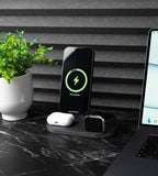 KUXIU X23 Pro 3-in-1 MagSafe Dual-Core Fast Charging Stand – Gray