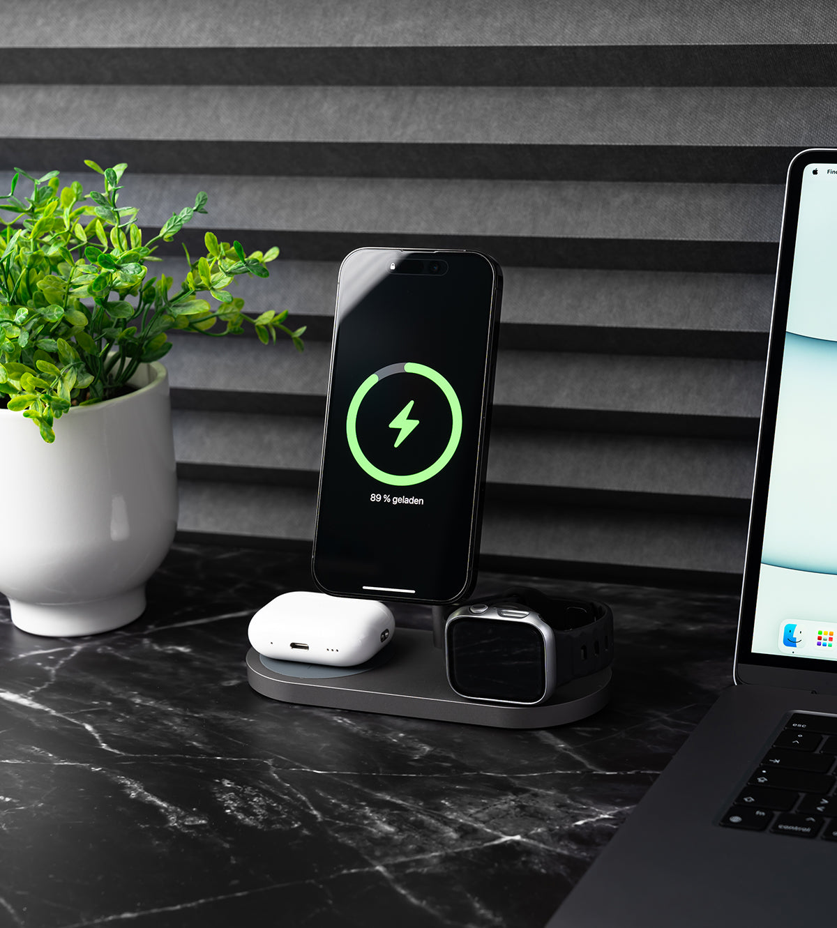KUXIU X23 Pro 3-in-1 MagSafe Dual-Core Fast Charging Stand – Gray