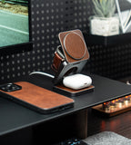 KUXIU X40 Pro 3-in-1 MagSafe Foldable Charging Stand - Leather Edition