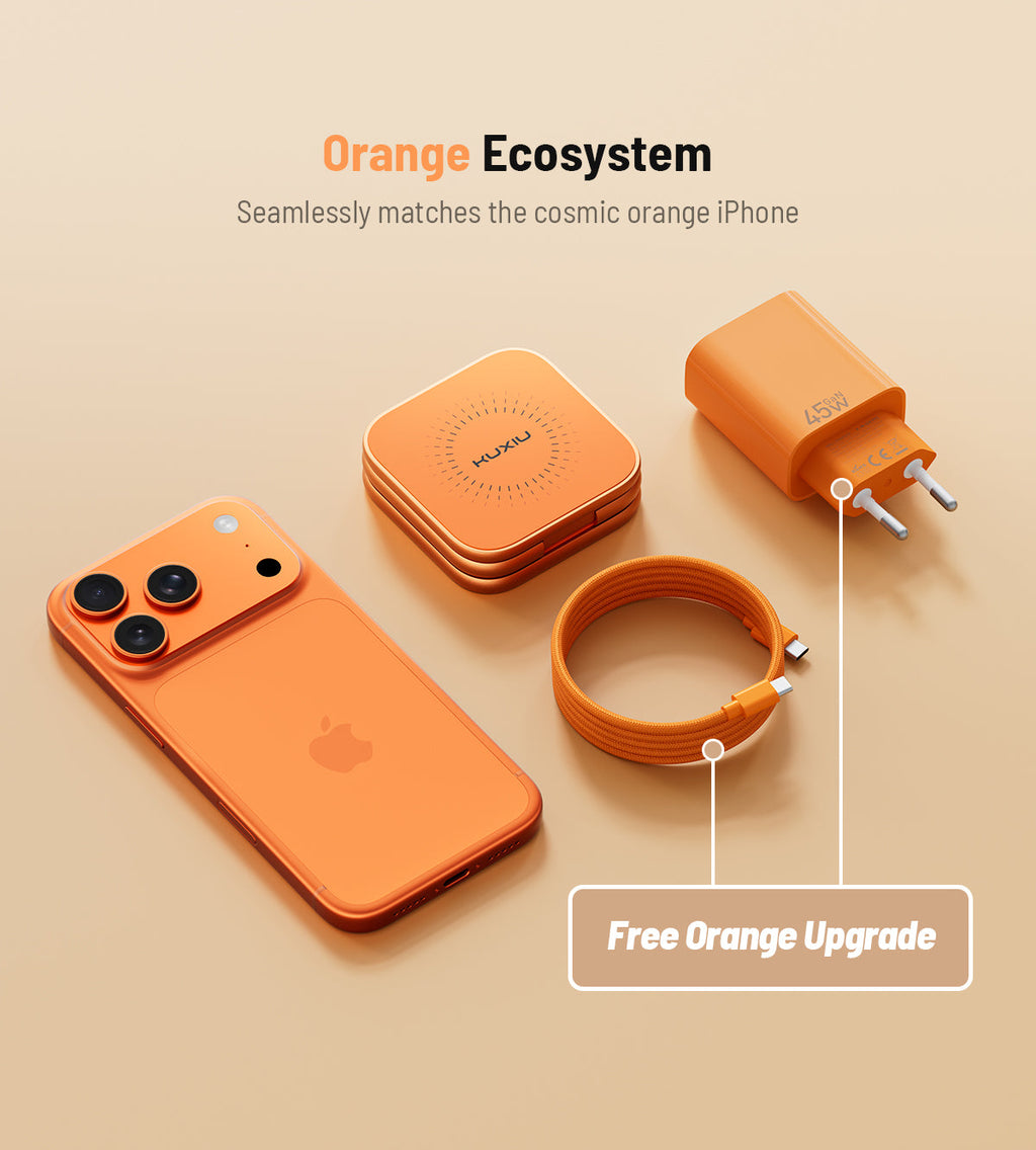 KUXIU X40 Turbo Qi2.2 Certified 25W 3-in-1 MagSafe Foldable Wireless Charging Stand  - Cosmic Orange