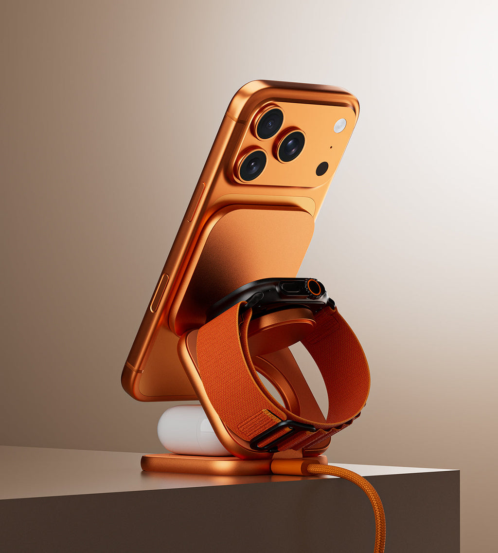 KUXIU X40 Turbo Qi2.2 Certified 25W 3-in-1 MagSafe Foldable Wireless Charging Stand  - Cosmic Orange