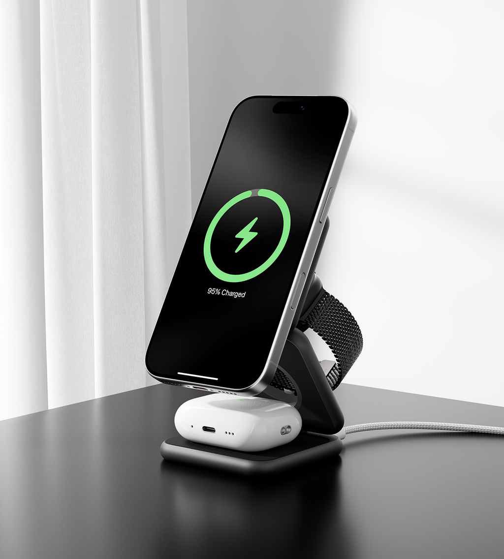 KUXIU X40Q Qi2 Certified 3-in-1 MagSafe Foldable Charging Stand - Black