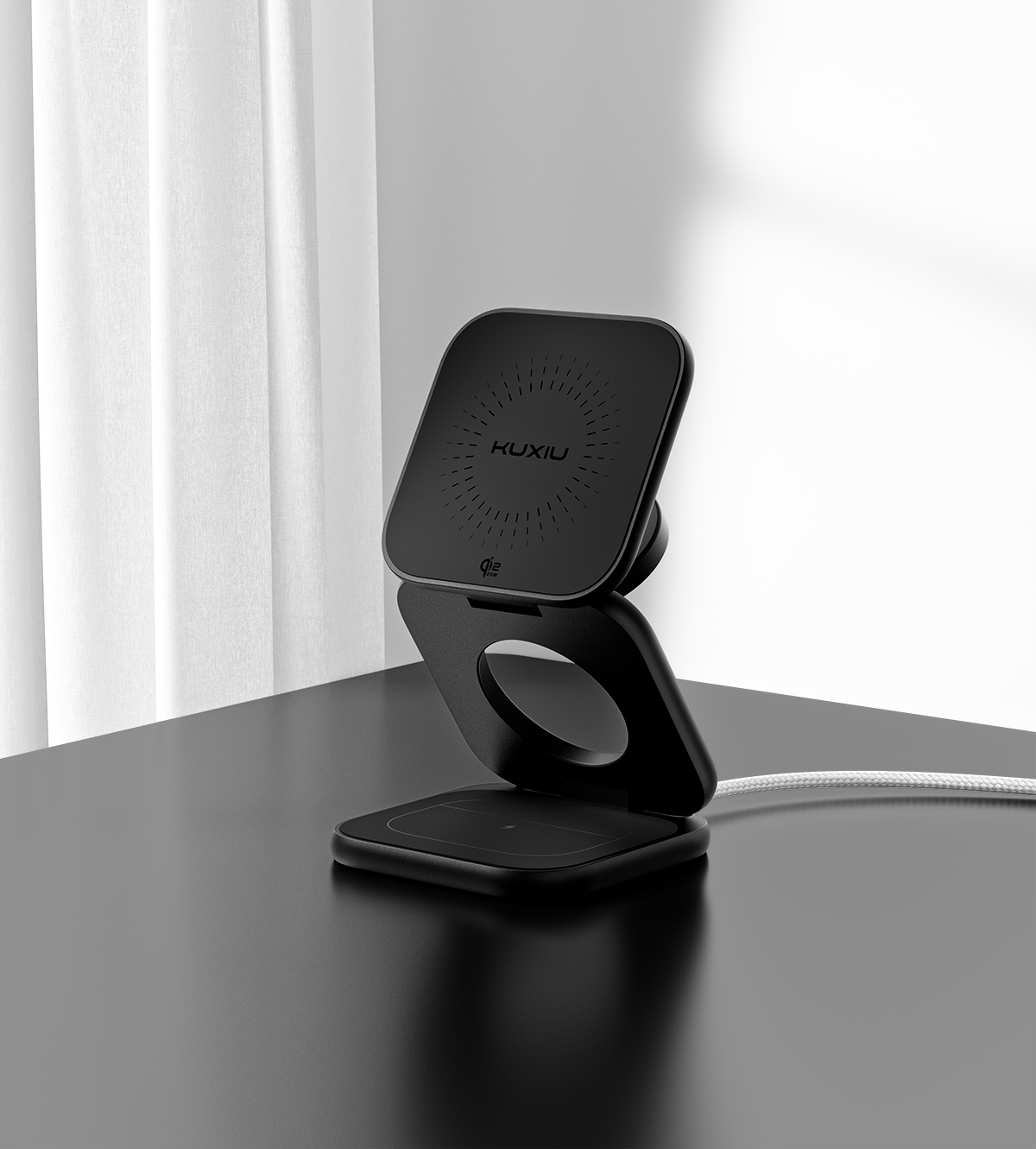KUXIU X40 Turbo Qi2.2 Certified 25W 3-in-1 MagSafe Foldable Wireless Charging Stand  - Black