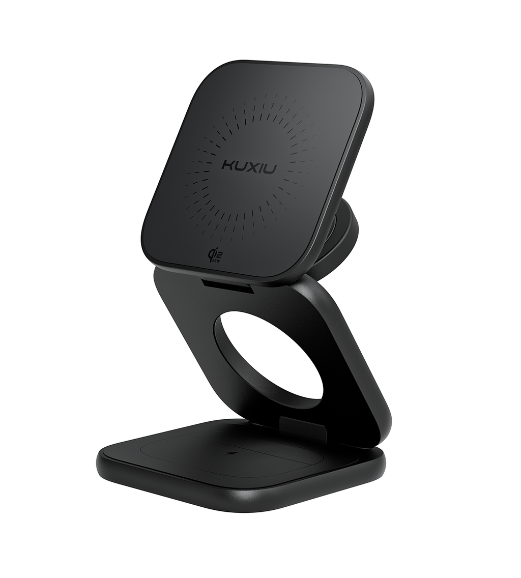 KUXIU X40 Turbo Qi2.2 Certified 25W 3-in-1 MagSafe Foldable Wireless Charging Stand  - Black