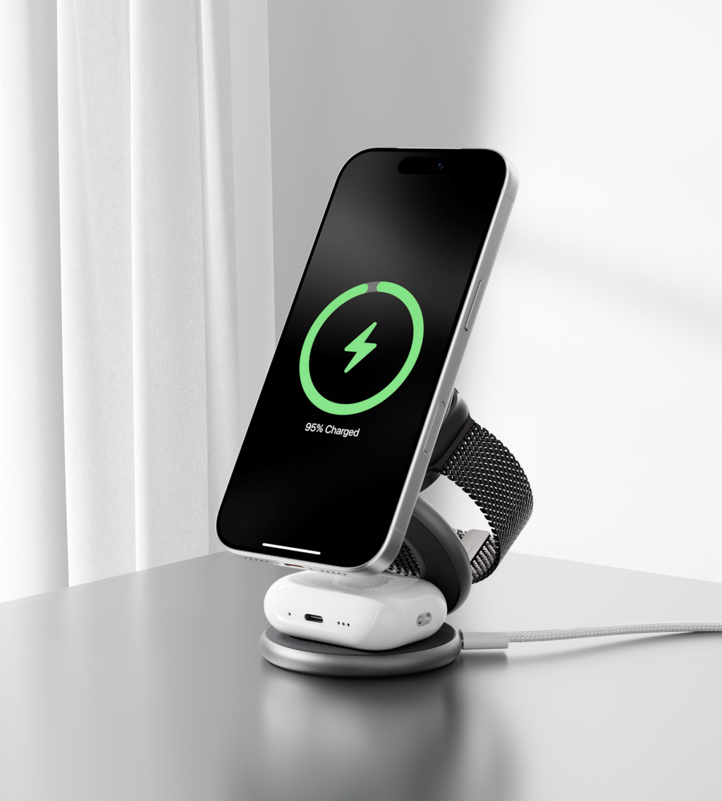 KUXIU X63 3-In-1 MagSafe Foldable Magnetic Wireless Charging Station - Gray