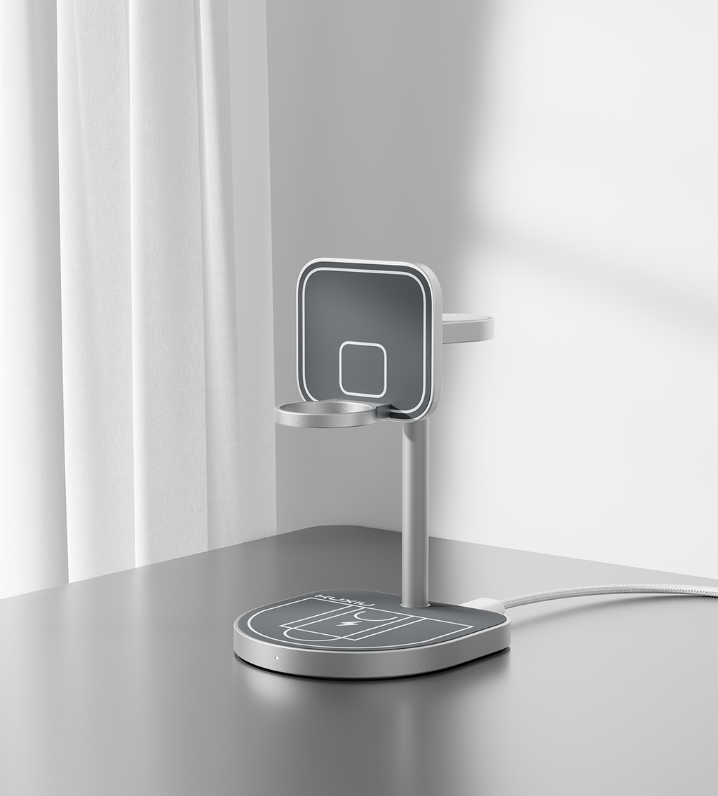 KUXIU 3-Point Power Creative 3-in-1 MagSafe Charging Stand - Gray