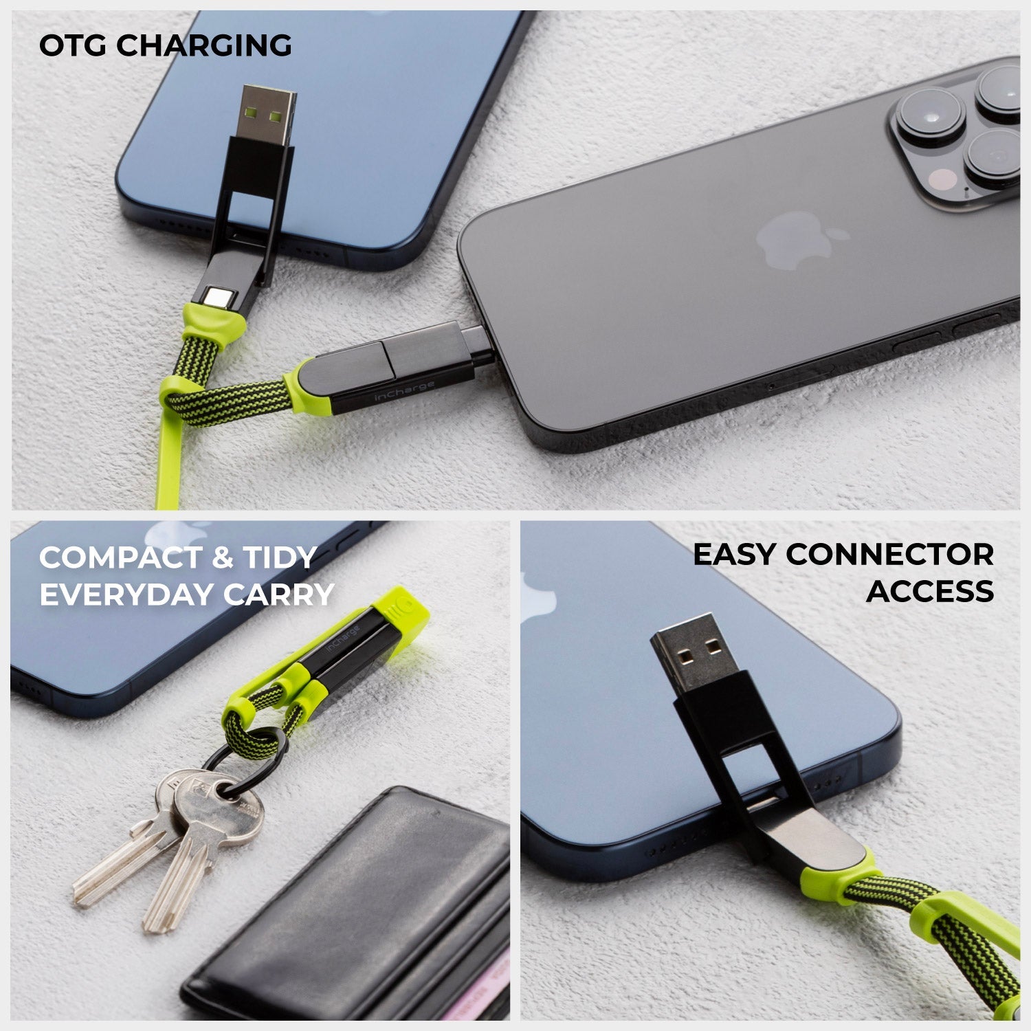 inCharge® XL Pocket - 100W, 6in1 keyring cable
