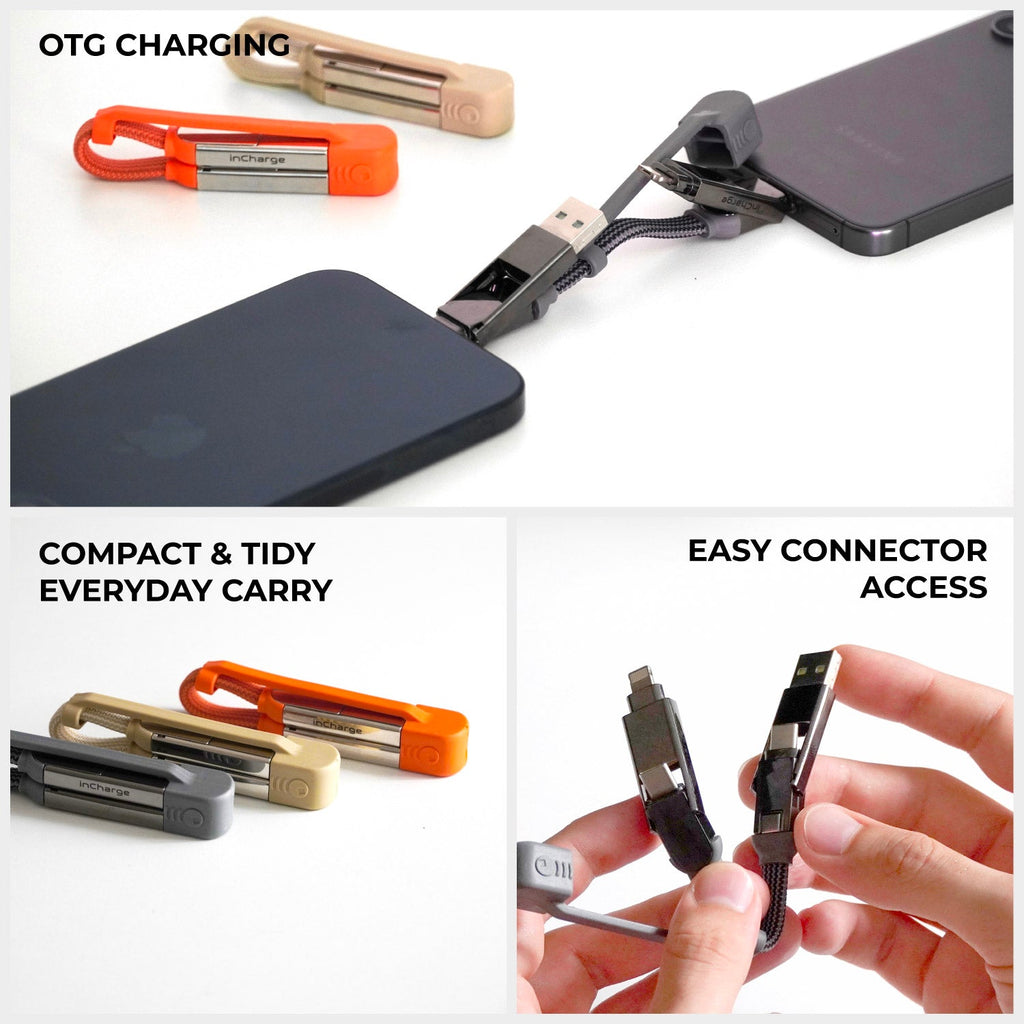 inCharge® XS - 240W Ultra Fast Charging Keyring Cable (4-in-1)