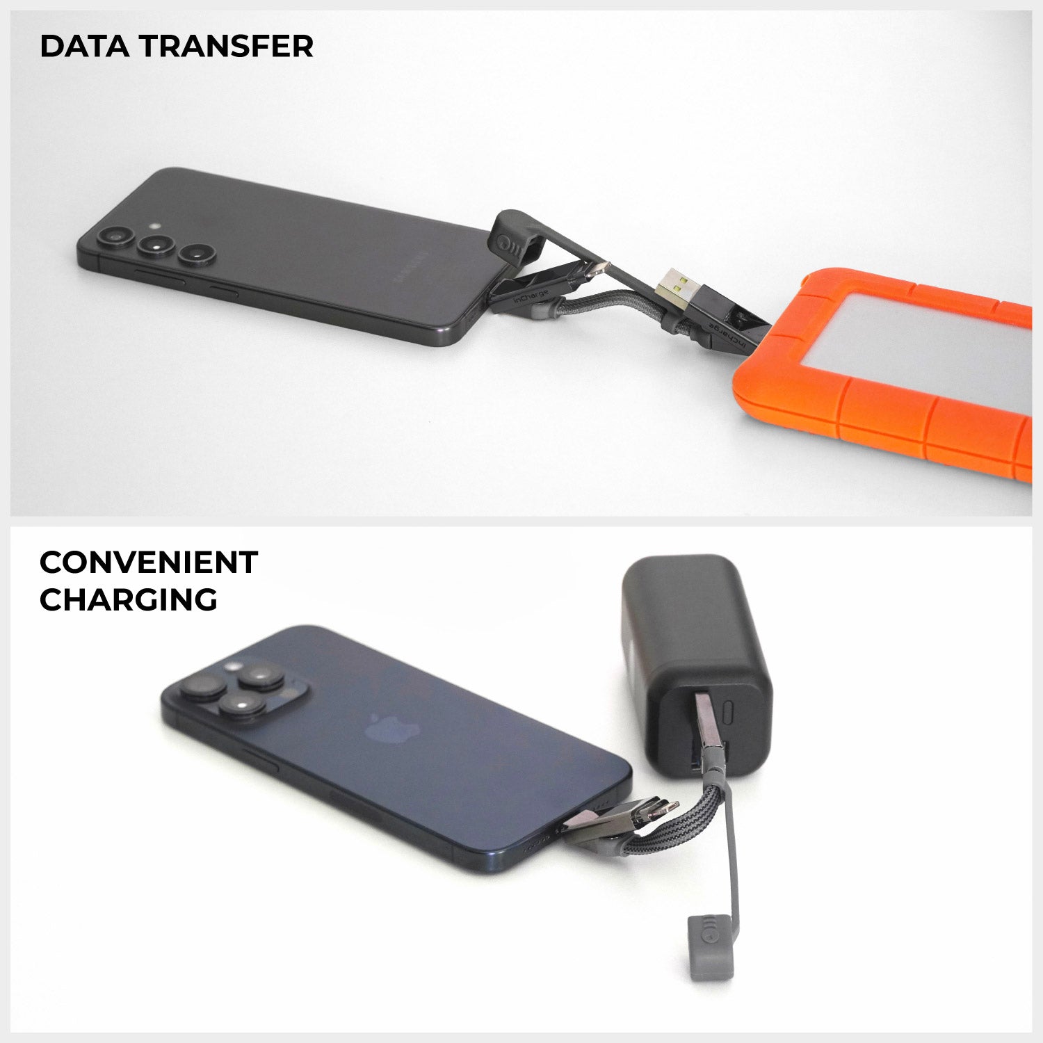 inCharge® XS - 240W Ultra Fast Charging Keyring Cable (4-in-1)