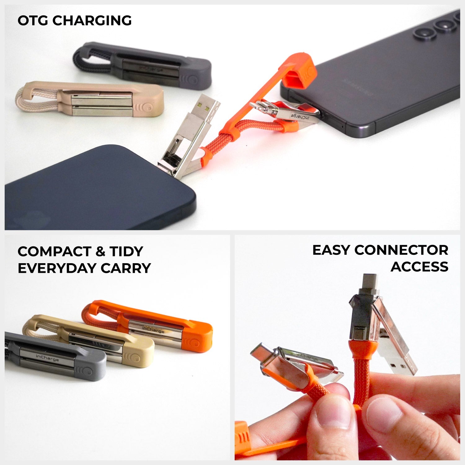 inCharge® XS - 240W Ultra Fast Charging Keyring Cable (4-in-1)