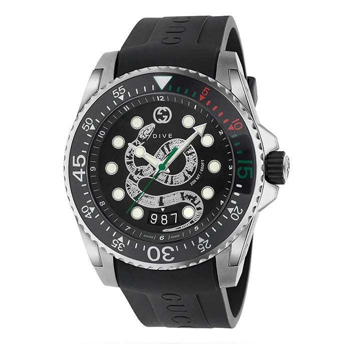 Gucci Watch Dive Men's 45mm Snake Silver