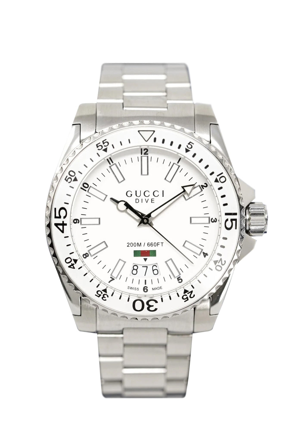 Gucci Watch Dive 45mm White Silver