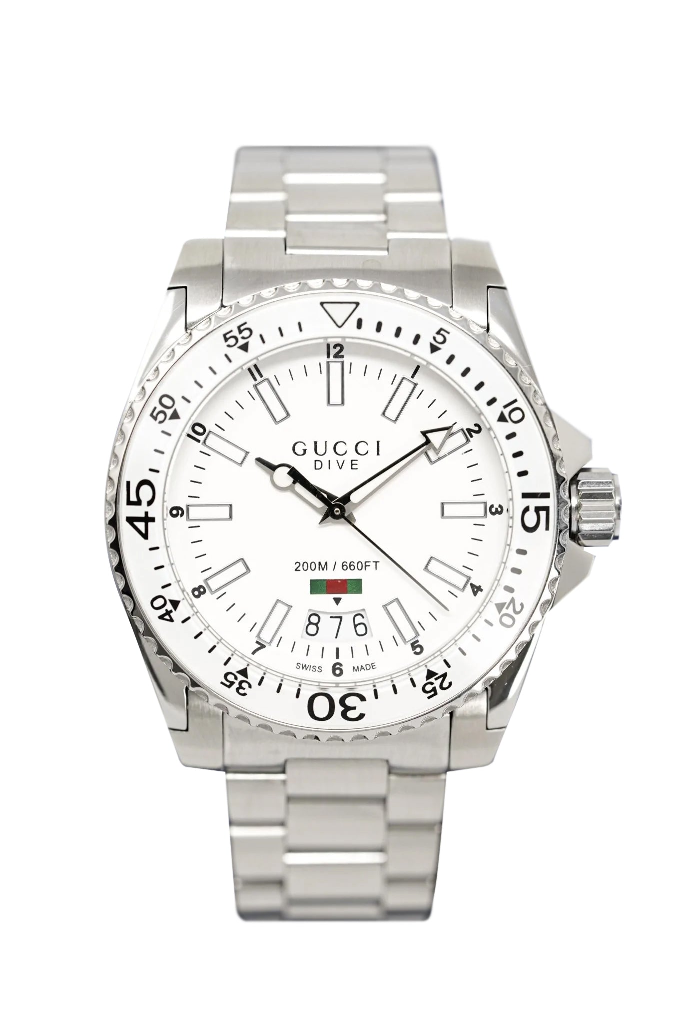Gucci Watch Dive 45mm White Silver