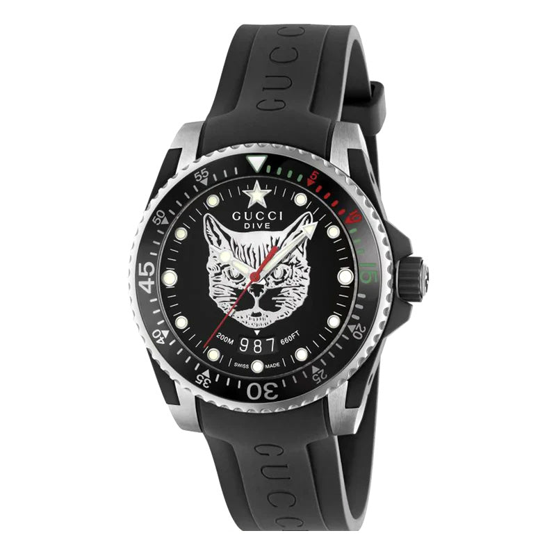 Gucci Watch Dive 40mm Mystic Cat Black