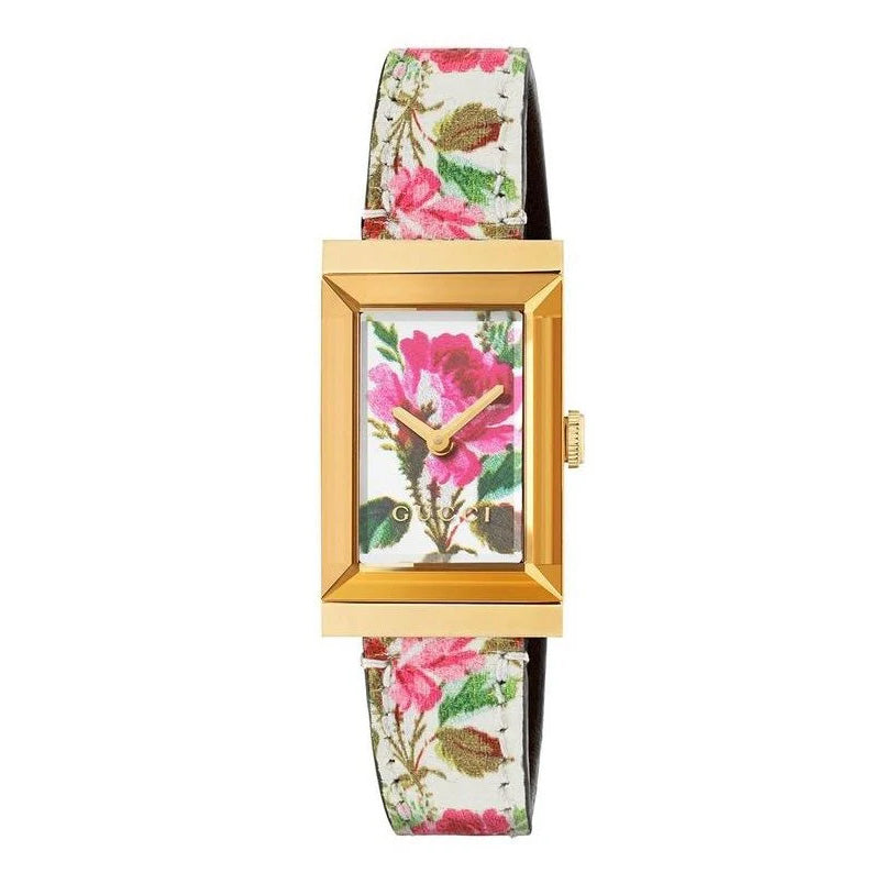Gucci Watch G-Frame Ladies 21mm Floral Pink Gold
