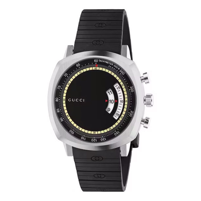 Gucci Watch Grip 40mm Silver Black Rubber